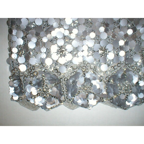 New Womens 10 NWT Matthew Williamson Designer Dress Silver Sequin Bead Sleevless - Picture 2 of 10